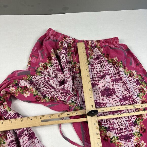 Moda Baronessa Silk Boho Pink Floral Straight Leg Lounge Pants XS Vibrant Resort - Picture 6 of 12
